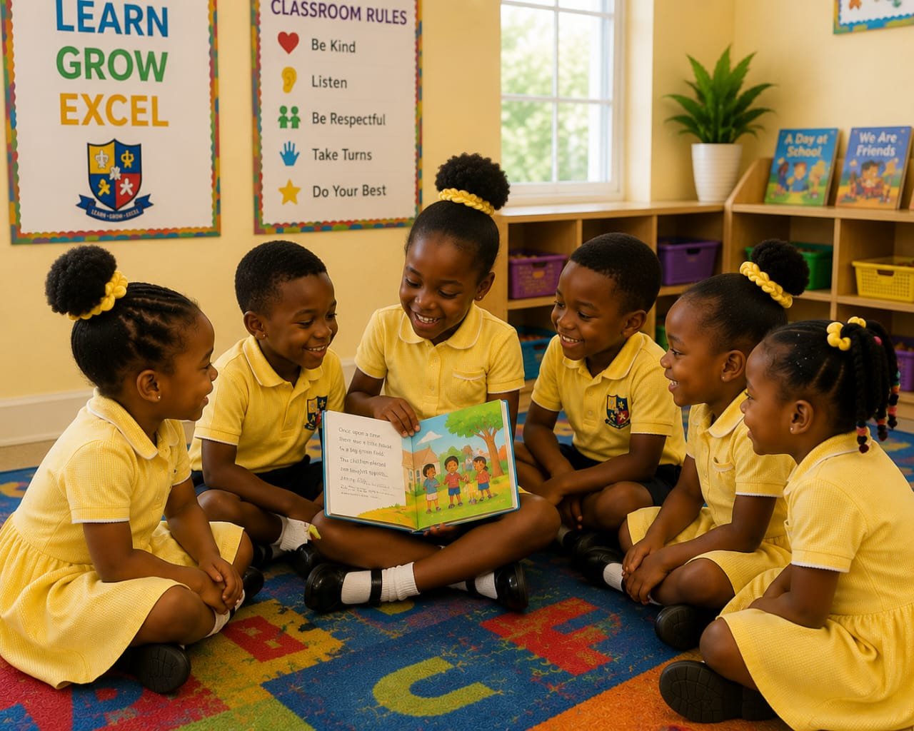 EBLIS pupils gathered together for a reading session