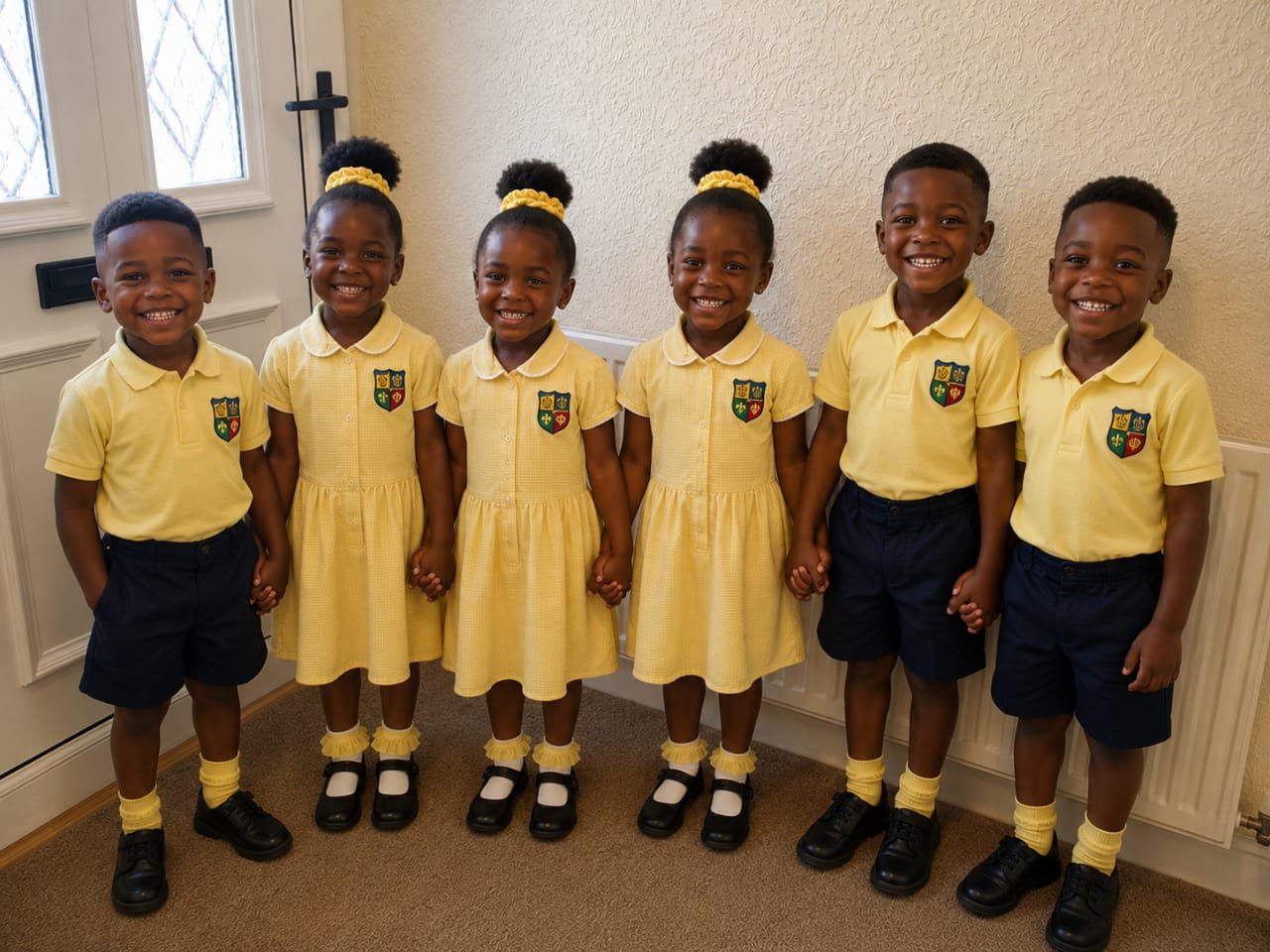 EBLIS primary pupils in uniform standing together indoors